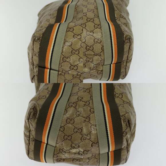 GUCCI GG Crystal Sherry Line Tote Bag Gold Gray Brown - Picture 10 of 12